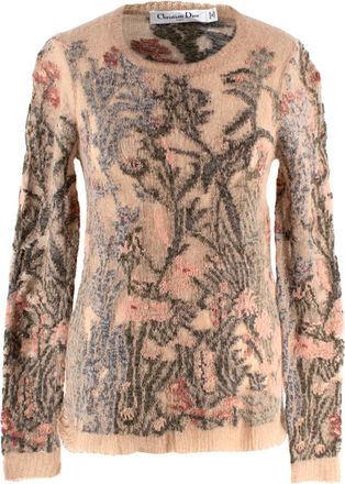 Dior Beige Floral Mohair Blend Jumper Size XS