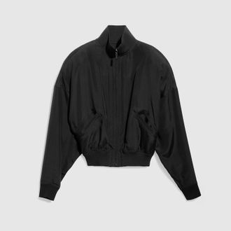 Gucci Silk Poplin Zip Jacket, Black