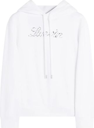 Lanvin Hoodie met geborduurd manuscriptlogo - Dames - Hoodies - Wit - XS - Katoen - Hoodies & sweatvesten