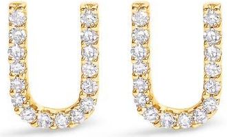 House of Brilliance 10K Gold 1/10 Cttw Diamond Initial A to Z Stud Earring in Yellow Gold | U at Nordstrom