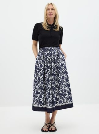 Contemporaine Womens Patterned poplin flared skirt