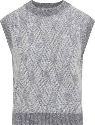 PESERICO Grey Knitted Mock Collar Sweater
