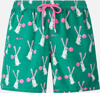 MC2 Saint Barth Man Lightweight Fabric Swimshorts Lighting With Big Babol Rabbits Print Big Babol Special Edition