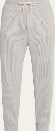 Brunello Cucinelli Mens Cashmere Rib Drawstring Pants