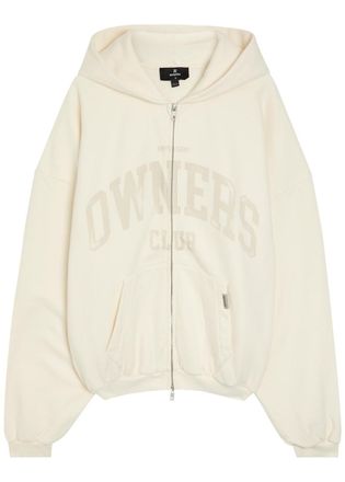 Represent Owners Printed Hooded Zip-through Cotton Sweatshirt - White - XL