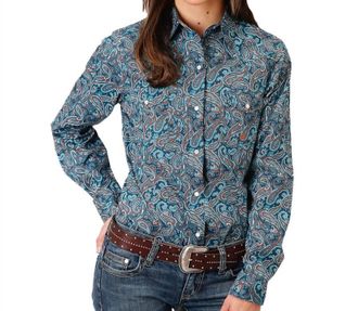 Roper Womens Paisley Ladies Shirt In Blue