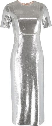 Diane Von Fürstenberg Diane Von Furstenberg Sequined Midi Sheath Dress in Silver Nylon