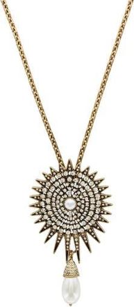 Olivia Welles Lumina Pendant Necklace in Burnished Gold /Clear at Nordstrom Rack