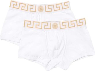 Versace Luxe katoenen trunks met Griekse sleutel - Heren - Onderbroek - Wit - 2XL - Katoen - Ondergoed
