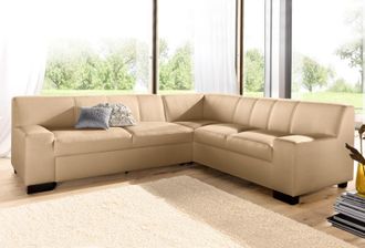 Domo Collection Ecksofa »Norma Top, elegant und modern, flache Armlehnen, L-Form« wahlweise mit Bettfunktion