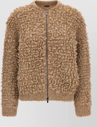 PESERICO alpaca wool boucl&eacute; bomber jacket