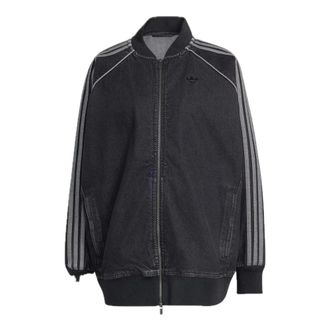adidas SST Oversized Denim Tracktop - Dames - Trainingsjackets - Zwart - S - Denim - Fitness