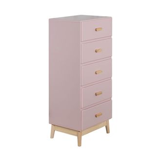 Mobili Rebecca Mobili Rebecca - Cassettiera Orchidea 115x50x40 Mdf Pino Rosa Marrone Scandinavo Da Montare