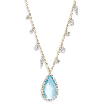 Meira T Blue Topaz Pendant Necklace in Blue/Yellow Gold at Nordstrom, Size 18