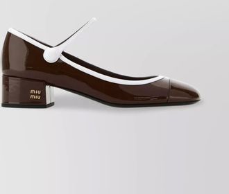 Miu Miu leather block heel pumps with patent finish
