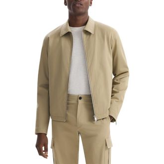 Theory Cotton Twill Zip Cuff Bomber Jacket in Khaki at Nordstrom, Size Small