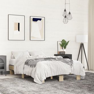 vidaXL Estructura Cama Madera Ingenier&iacute;a Metal Roble Sonoma 120x200 Cm Vidaxl