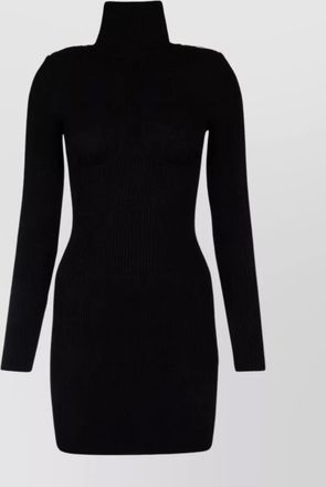 Elisabetta Franchi textured turtleneck dress with embellished shoulders