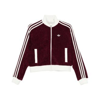 adidas Zip-throughs, female, Red, XS, Velour Knit Track Top