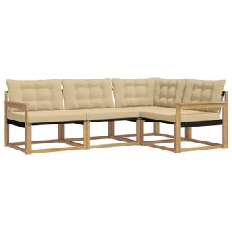 vidaXL Conjunto De Sof&aacute;s De Exterior Con Coj&iacute;n 4 Pcs Y Beige Vidaxl