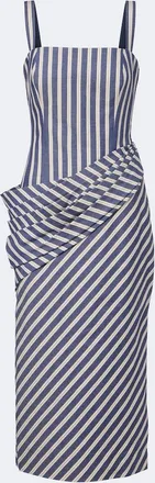 Carolina Herrera Striped draped cotton cocktail dress