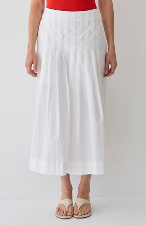 Crescent Poplin Box Pleated Midi Skirt in White at Nordstrom, Size X-Small
