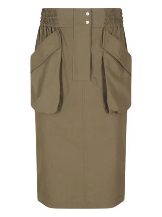 Pinko Midi-rok met trekkoord en zakdetail - Groen