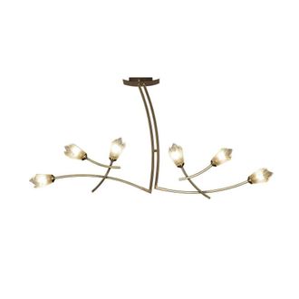 Netlighting Pietra Linear Pendant 2 Arm 6 Light G9 Antique Brass in Bronze