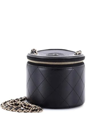 Chanel CC Round Vanity Case with Chain Quilted Lambskin Mini clutch bag - Nero