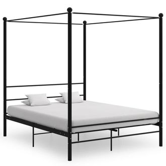 Berkfield Home Canopy Bed Frame Black Metal 160x200 cm