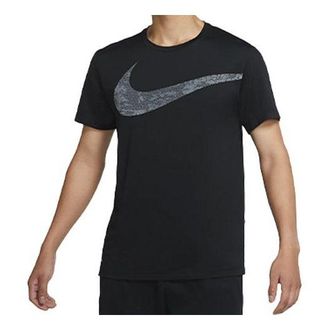 Nike Round Neck Training Short Sleeve Black Big Swoosh CZ1355-010