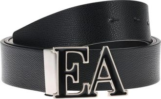 Emporio Armani Leren Riem - Heren - Riemen - Zwart - ONE Size - Accessoires