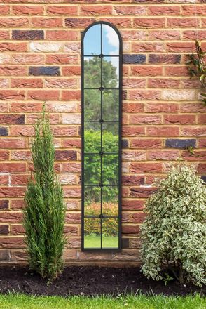 MirrorOutlet Black Framed Arched Leaner Garden Wall Mirror 67 X 12 (170 X 30CM) | Size: 1 Pack