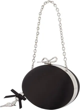 Self Portrait Womens Oval Clutch - Self Portrait Synthetic Black Bags Clutches