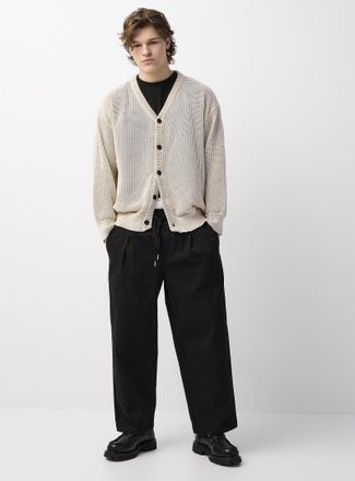 Djab Mens Drawstring-waist pleated pant Loose fit Imported from Seoul