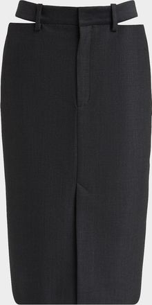 Jil Sander Waist-Cutout Wool Suiting Skirt