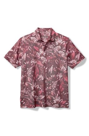 Tommy Bahama Midnight Excursions Floral Piqu&eacute; Polo in Cherry Stone at Nordstrom, Size Xx-Large