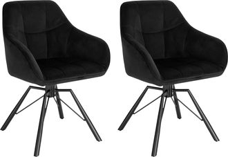 Woltu 2x Sillas De Comedor Giratorias Sillas De Cocina Tapizadas En Terciopelo Suave Sillas Ergonomicas Con Respaldo Y Brazos Para Sal&oacute;n Y Dormitorio Patas 