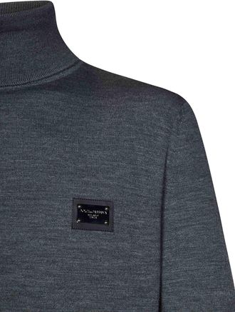 Dolce & Gabbana Mens Ribbed Turtleneck Sweater Grey