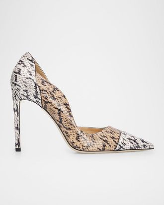 Jimmy Choo London Brigitte 100mm Snake-Print Leather d & apos;Orsay Pumps