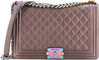 Chanel Boy Flap Bag Quilted Iridescent Goatskin New Medium shoulder bag - Marrone