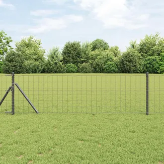 Berkfield Home Euro Fence with 13 Posts 0.4x25 m Galvanised Steel Grey in Silver
