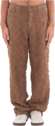 Haikure Logan Fur Straight Jeans - Heren - Wijde Broeken - Beige - W34 - Leer - Broeken