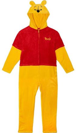 Disney Winnie the Pooh Fleece Hooded Coverall in Pooh Yellow Red at Nordstrom, Size Xx-Large