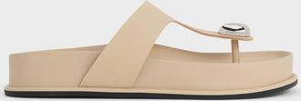 Charles & Keith Sculpted-Accent Flatform Thong Sandals