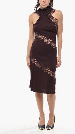 Stella McCartney Vestito Drappeggiato in Seta con Dettagli in Pizzo Macrame Stella McCartney