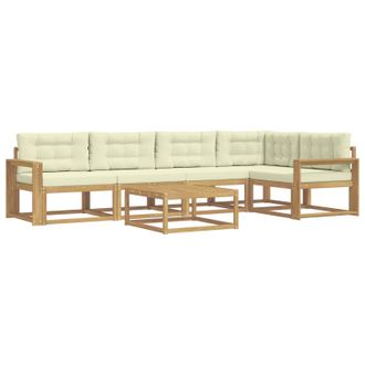 vidaXL Conjunto De Sof&aacute;s De Exterior 6 Pcs Blanco Y Crema Vidaxl
