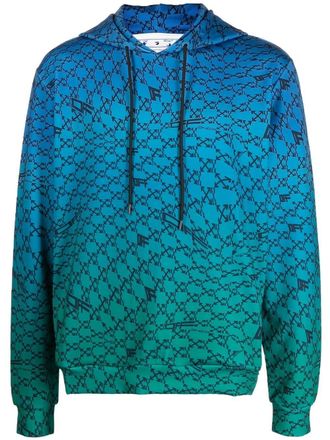 Off-white Hoodie met ombr&eacute;-effect - Blauw