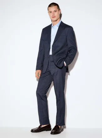 Calvin Klein Mens Midnight-blue piqu&eacute; suit Slim fit