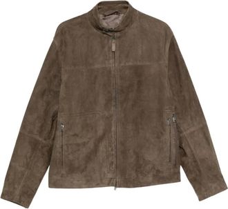 Brioni Jassen, Heren, Bruin, L, Su&egrave;de, Su&egrave;de leren jas